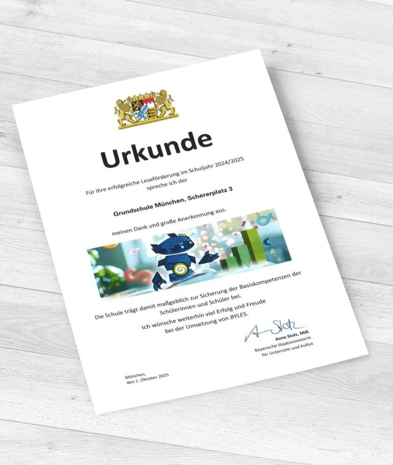 GS Scherer - Urkunde Leseförderung