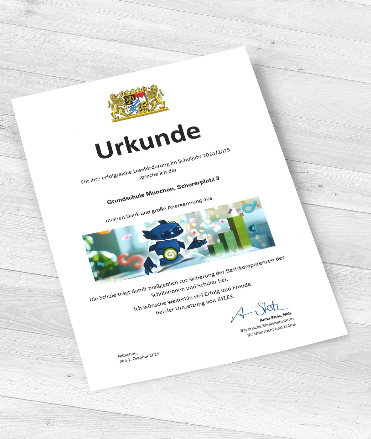 GS Scherer - Urkunde Leseförderung GS Scherer - Urkunde Leseförderung